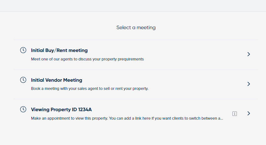 Three meeting scheduling types for real estate.