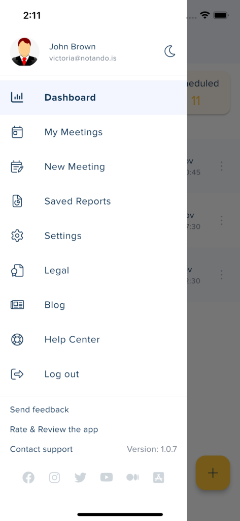 Navigate the mobile admin app menu