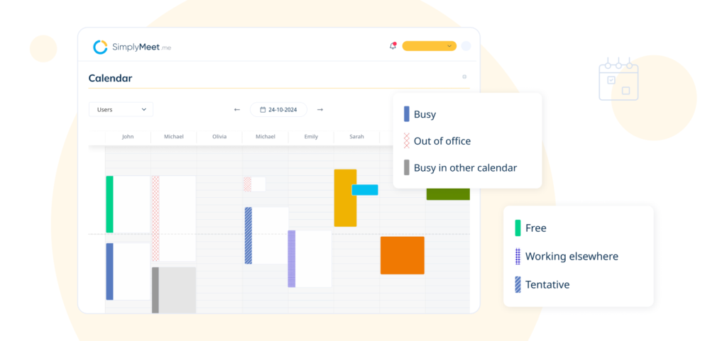 simplymeet.me team scheduling view as calendar